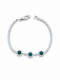 Pulsera Esmeralda Halo Plata