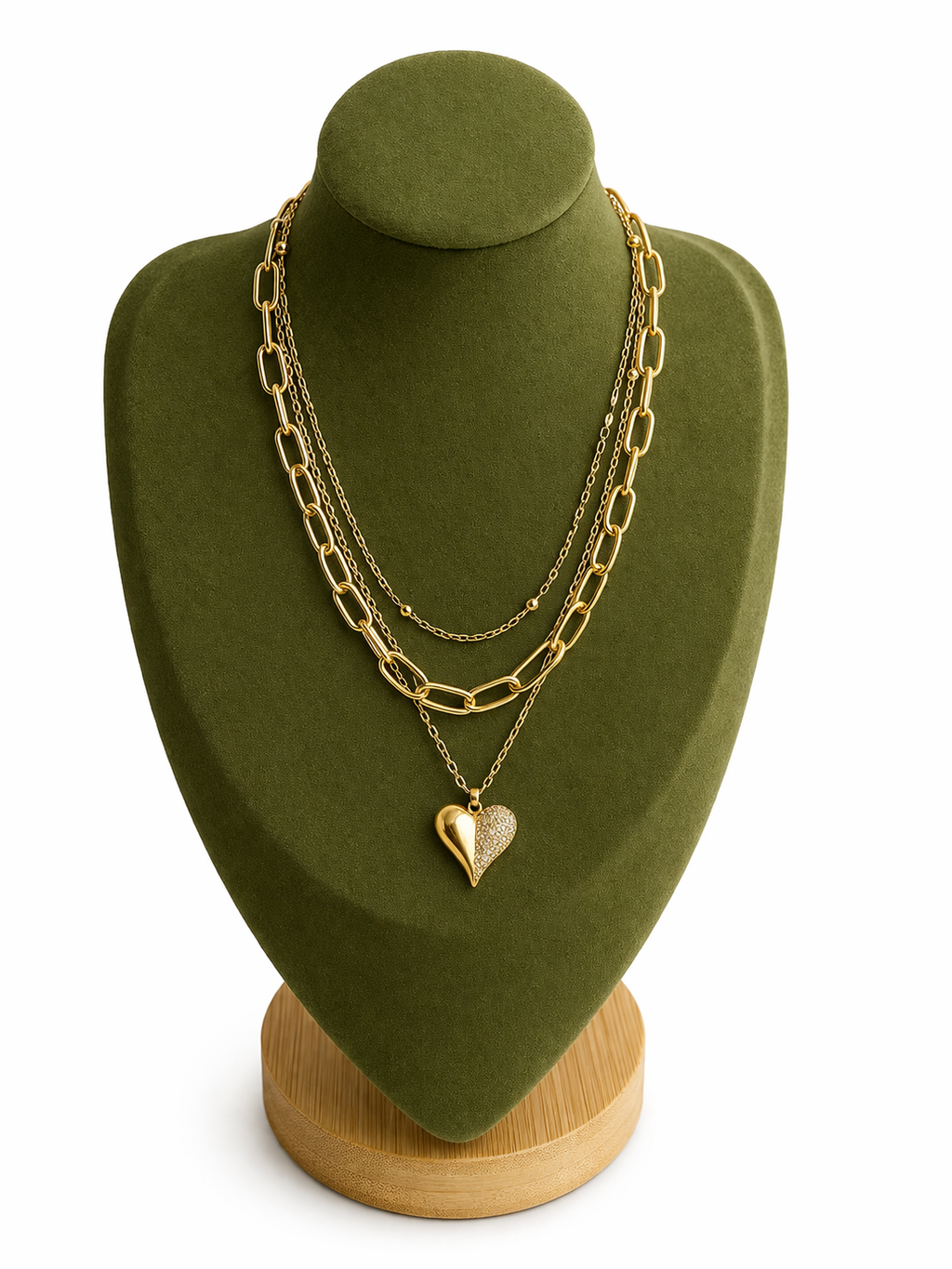 Collar layering corazón brillo elegante