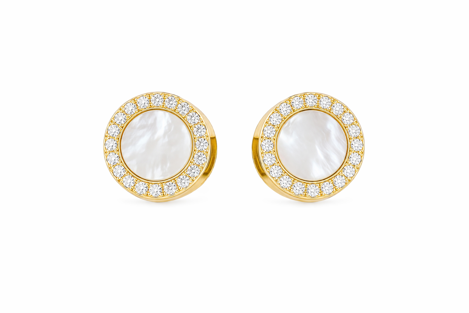 Aretes círculo nácar brillo elegante M