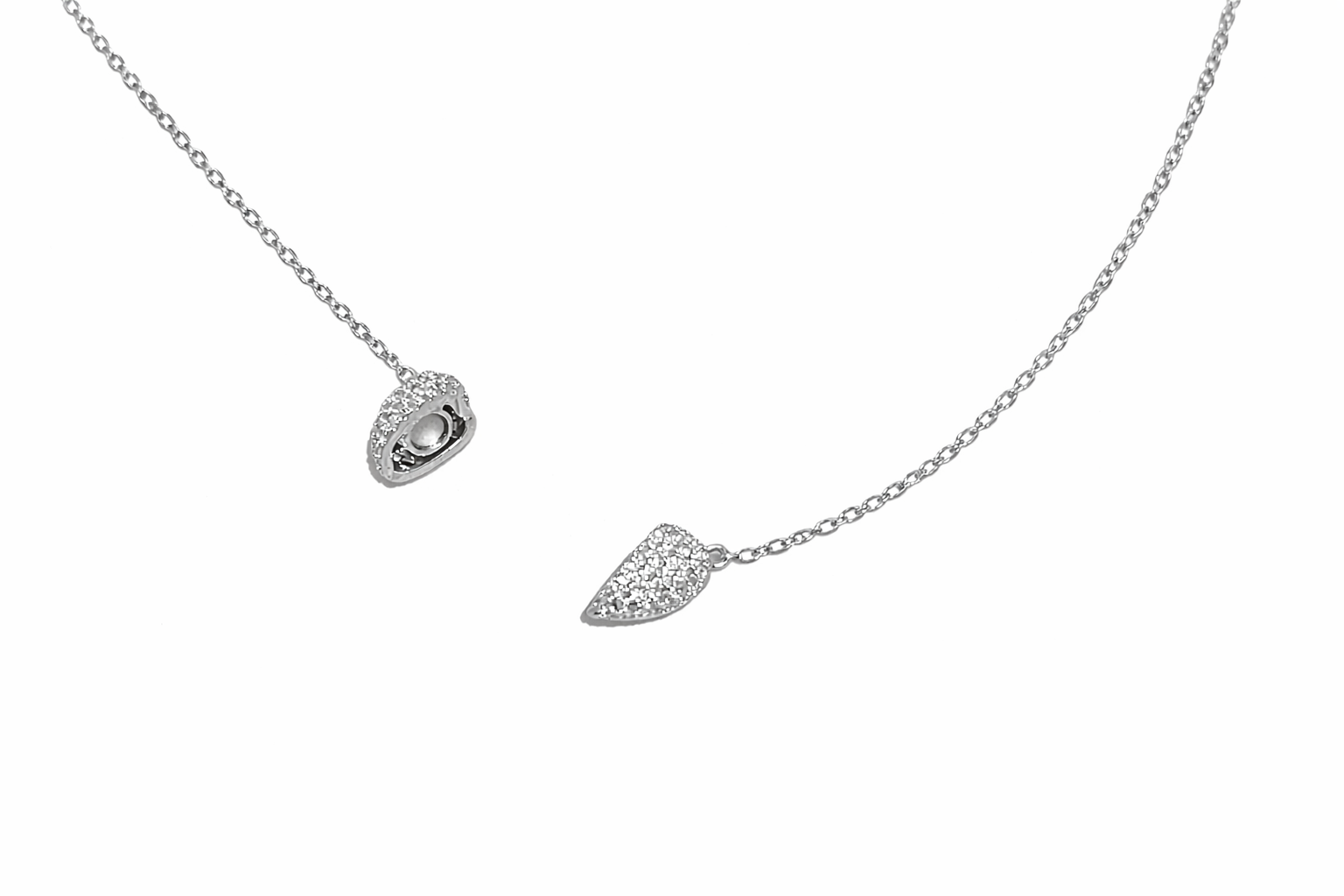 Collar corazón pavé brillo total plata