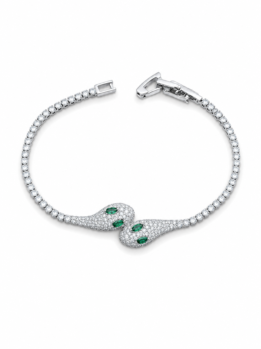 Pulsera Serpiente Esmeralda Plata