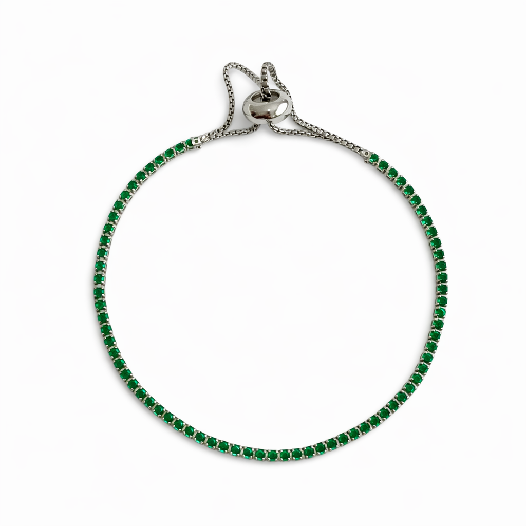PULSERA ESMERALDA AJUSTABLE DELGADA