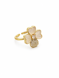 Anillo Flor de Cristal Chapa Oro N
