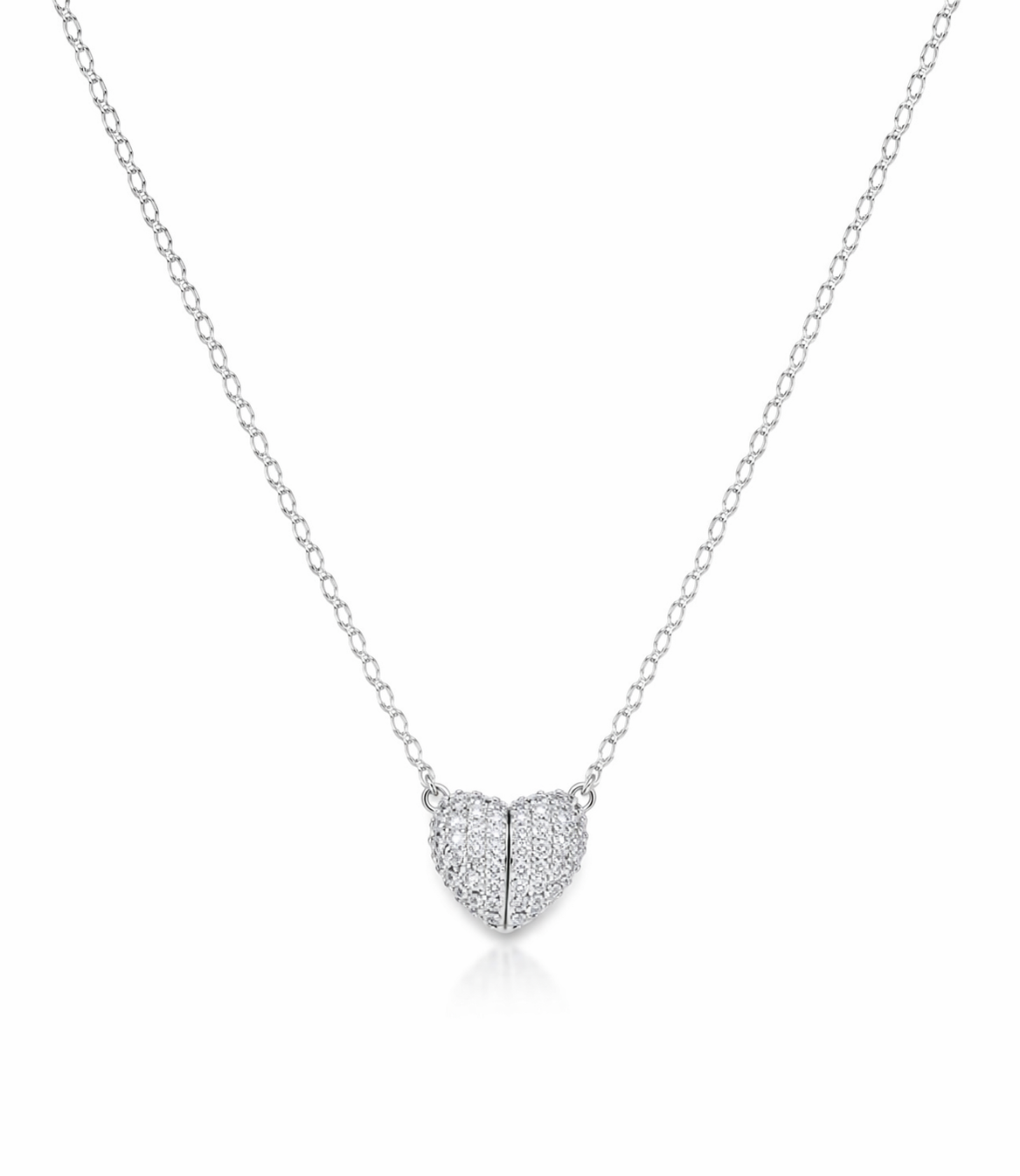 Collar corazón pavé brillo total plata