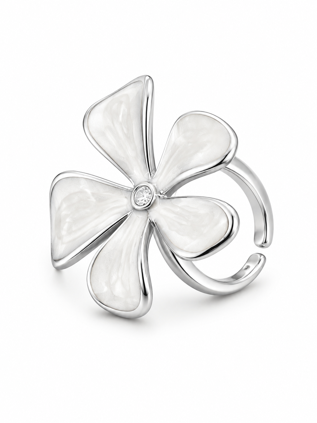 Anillo Flor con zirconia N