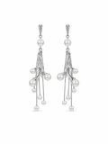 Aretes largos con perlas platas