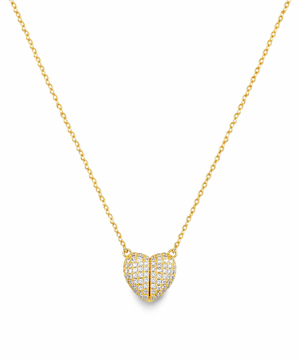 Collar corazón pavé brillo total oro