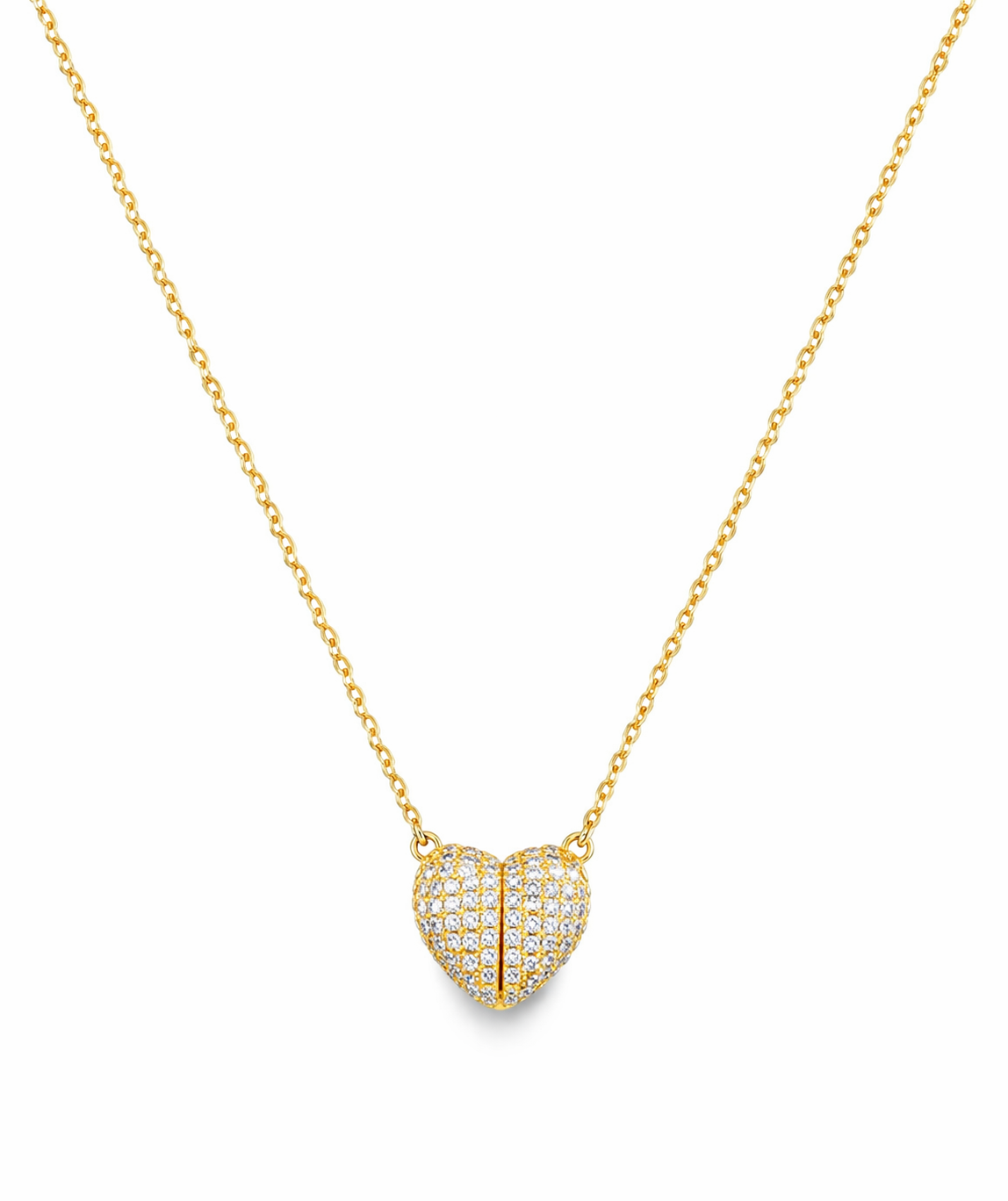 Collar corazón pavé brillo total oro