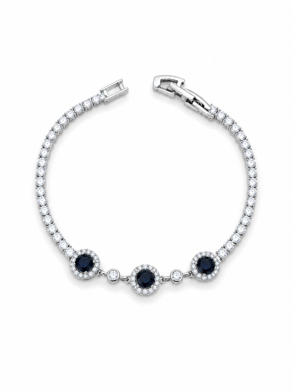 Pulsera Zafiro Halo Plata