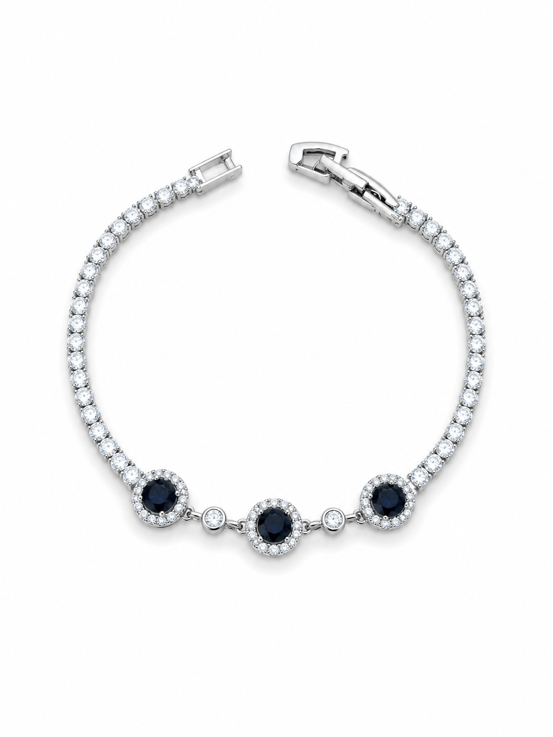Pulsera Zafiro Halo Plata