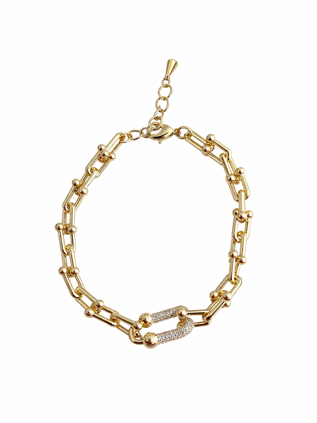 Pulsera eslabón con detalle brillante