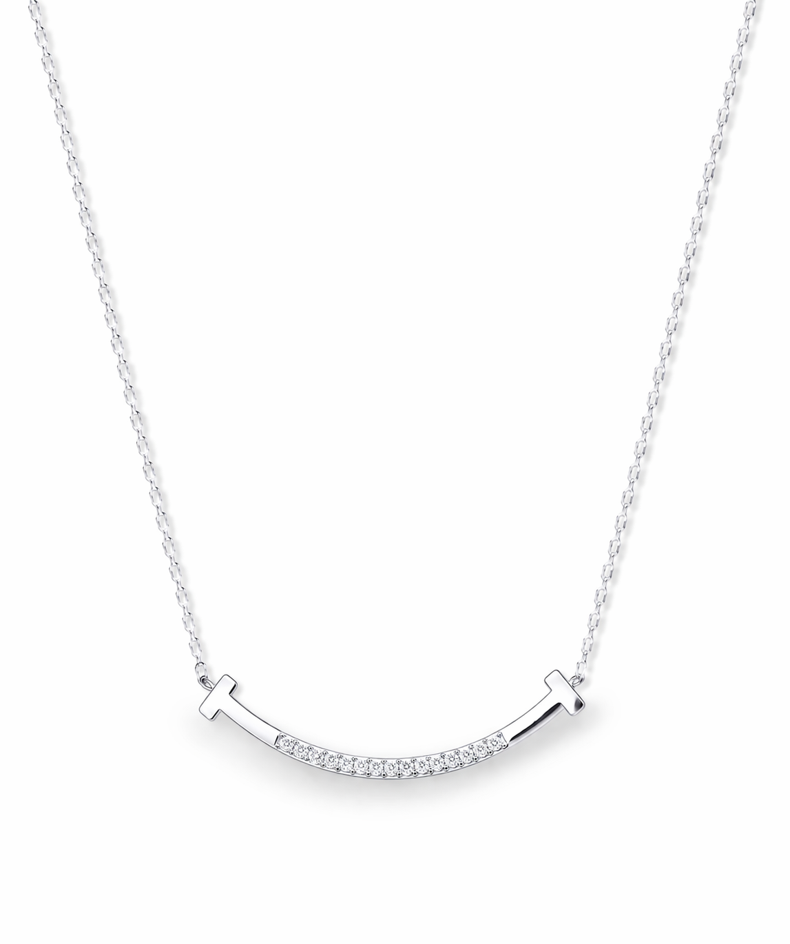 Collar sonrisa brillo minimalista plata
