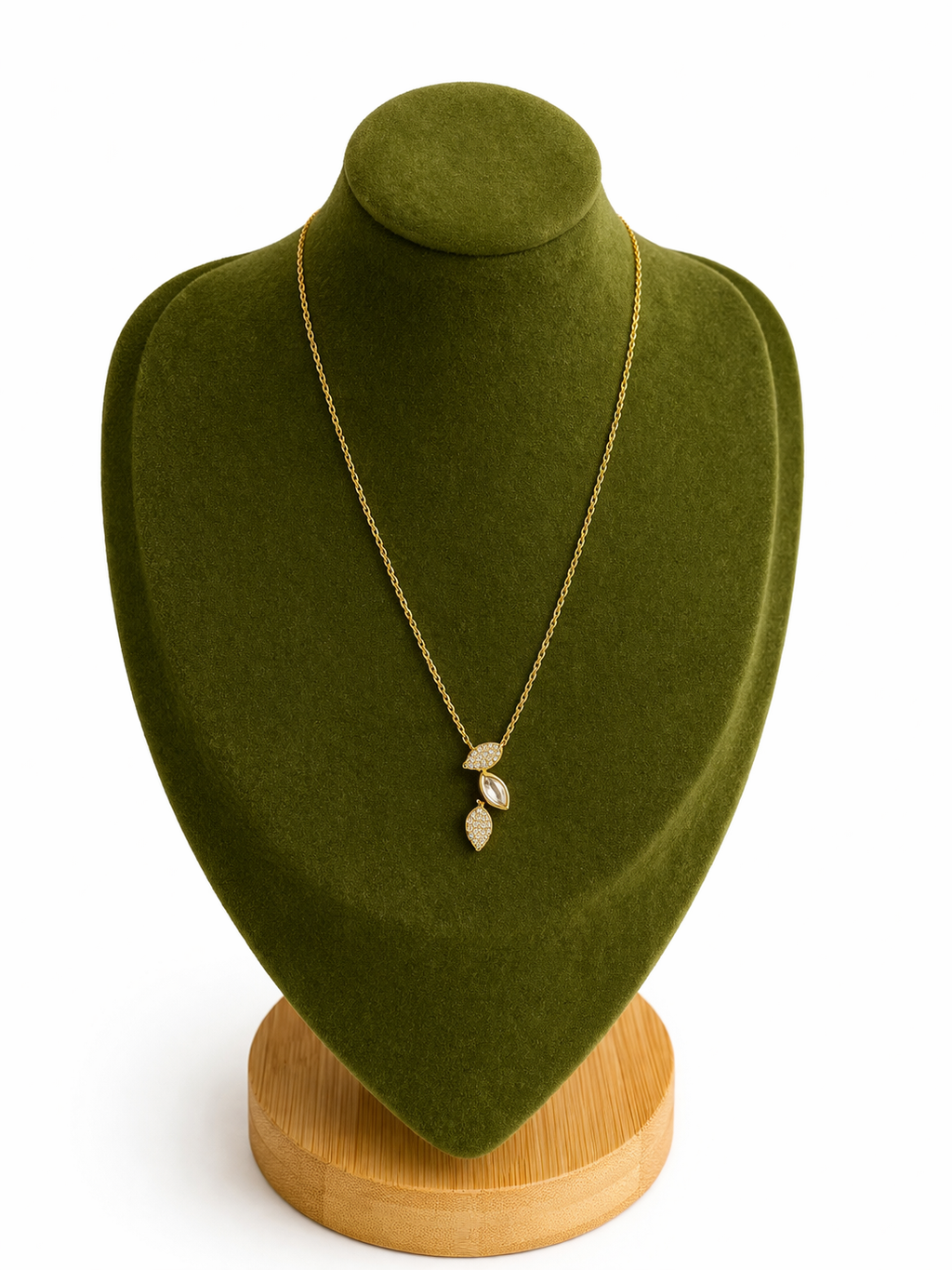 Collar hojas brillo natural elegante oro