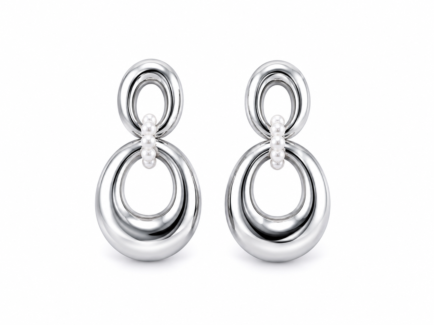Aretes Doble Óvalo Perla
