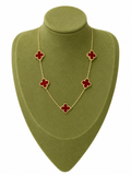 Collar Trébol Rojo Elegance Oro 18K