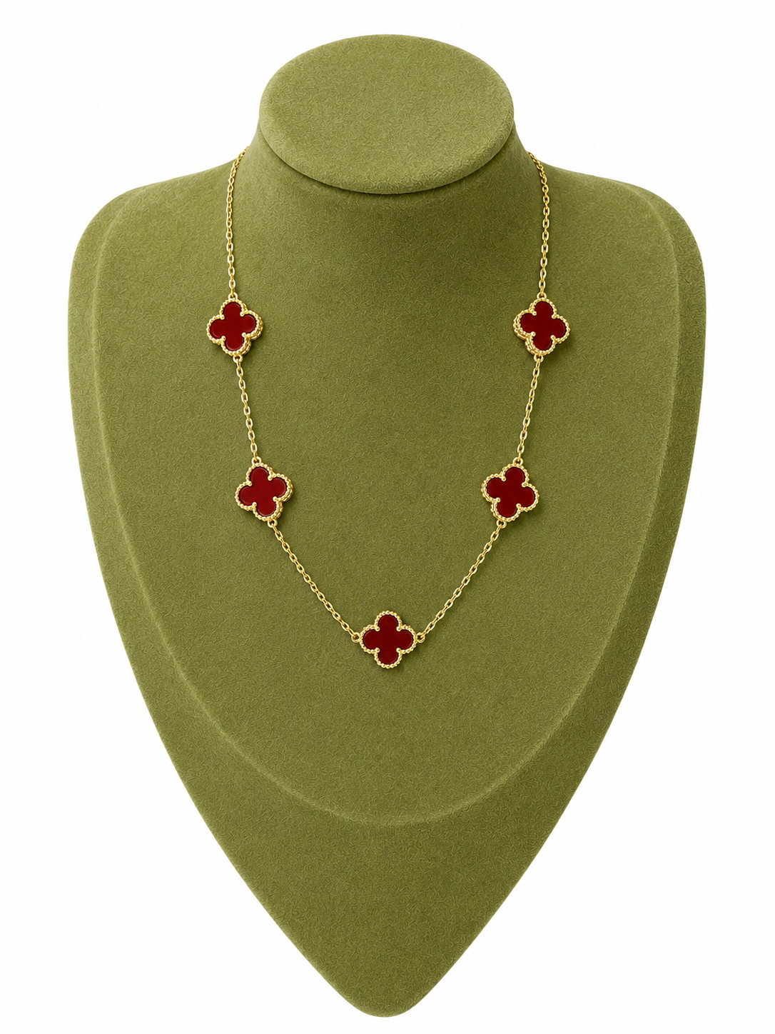 Collar Trébol Rojo Elegance Oro 18K