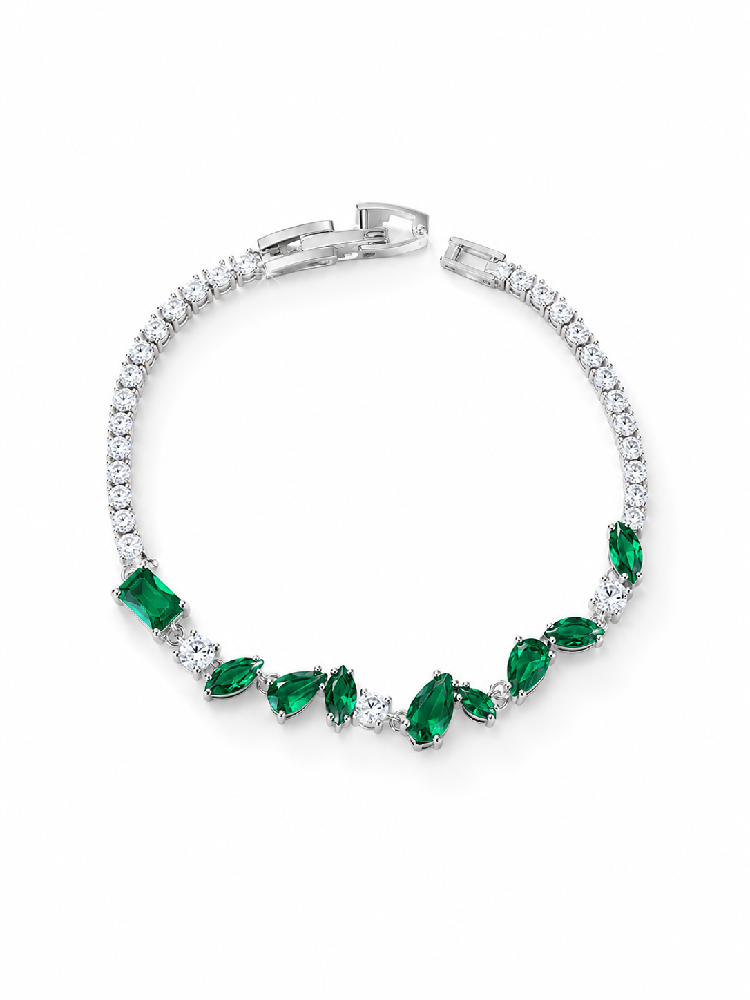 Pulsera Esmeralda Imperial Plata