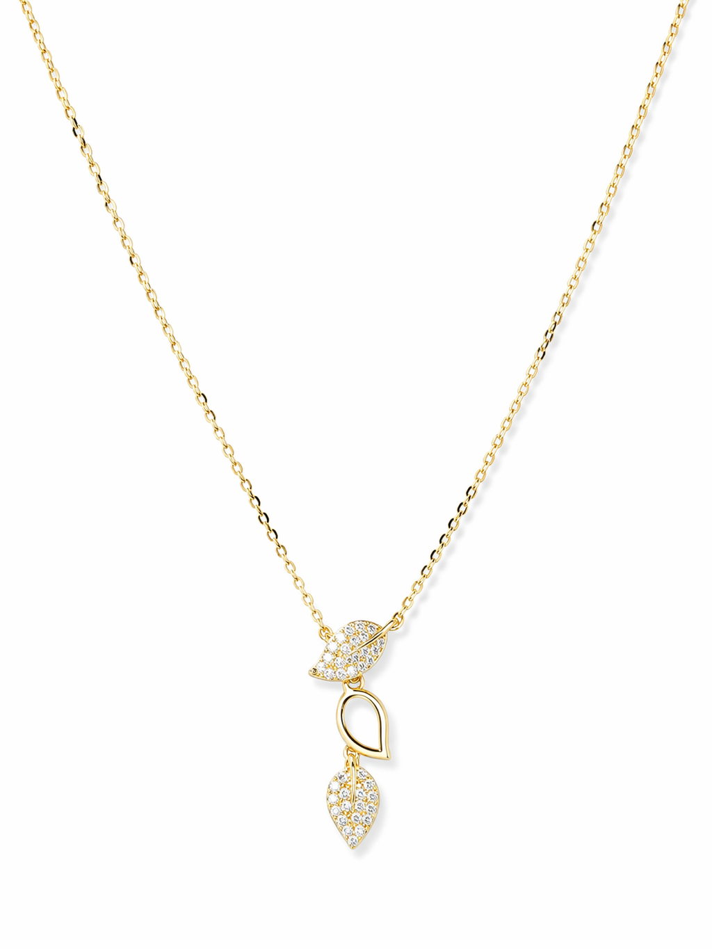 Collar hojas brillo natural elegante oro