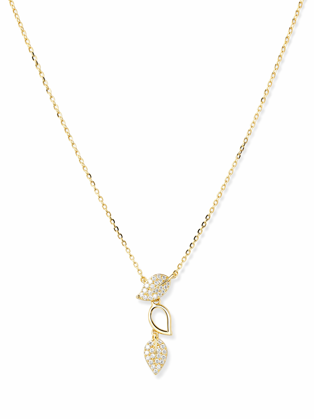 Collar hojas brillo natural elegante oro