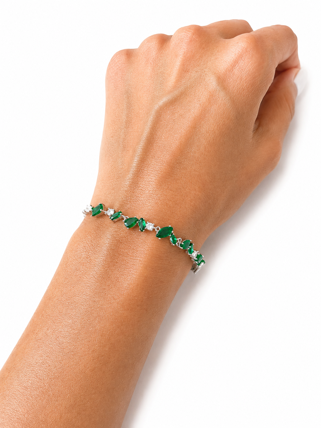 Pulsera Esmeralda Imperial Plata