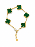 Pulsera Trébol Verde Esmeralda Oro 18K