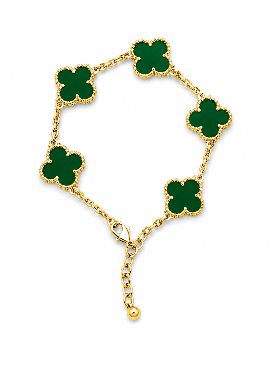Pulsera Trébol Verde Esmeralda Oro 18K