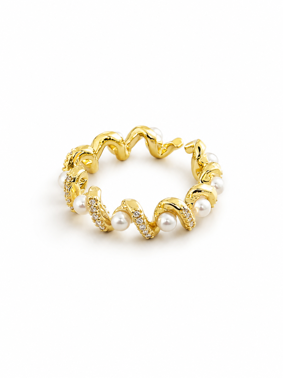 Anillo Perlas Ondulantes N
