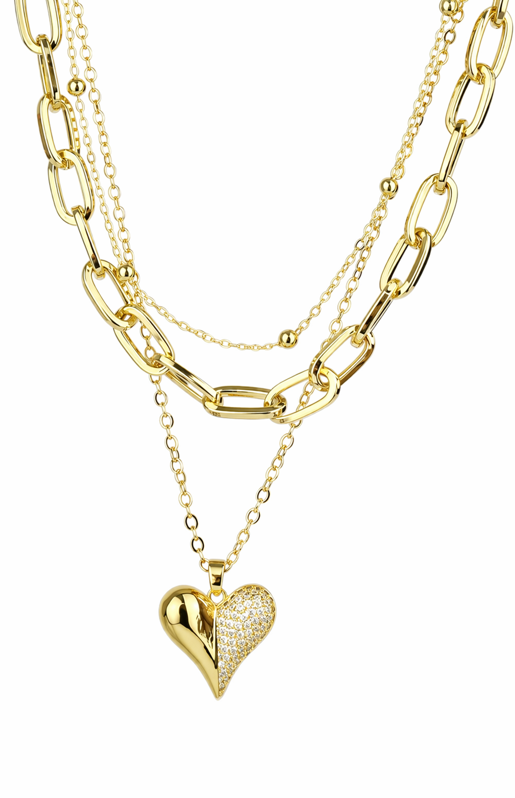 Collar layering corazón brillo elegante