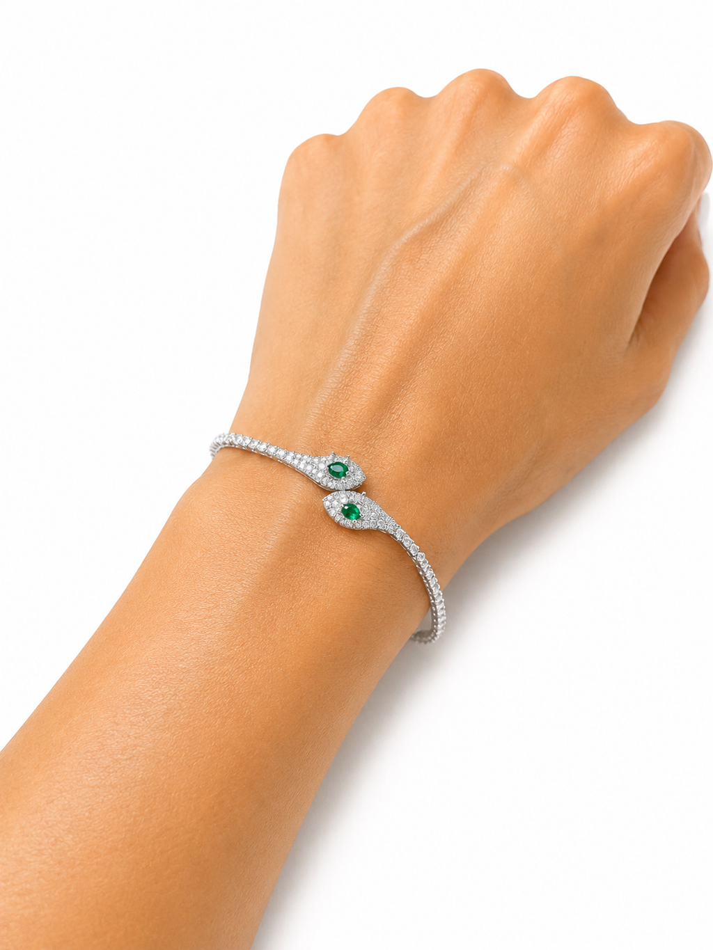 Pulsera Serpiente Esmeralda Plata