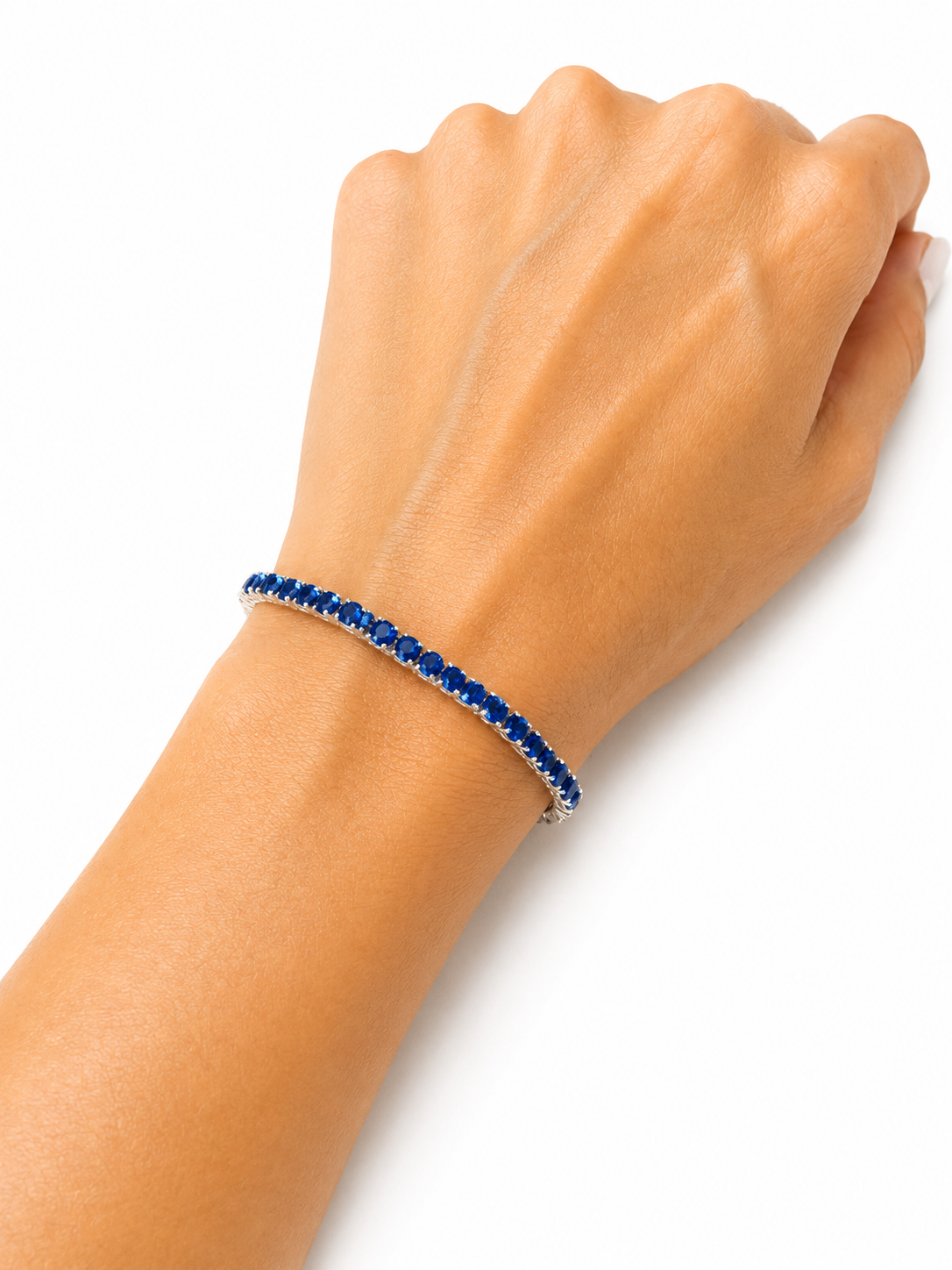 Pulsera Tennis Zafiro Azul Plata