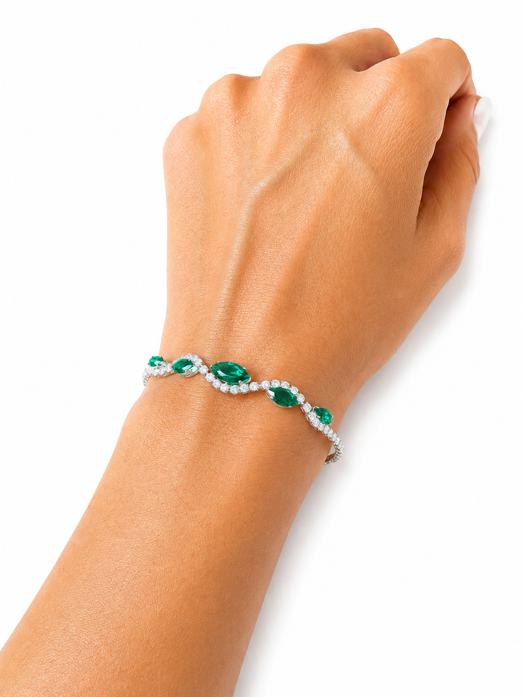 Pulsera Esmeralda Royale Plata