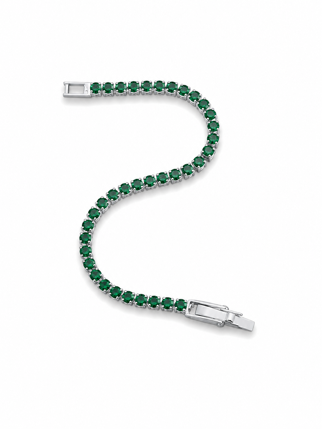 Pulsera Tennis Esmeralda Verde Plata